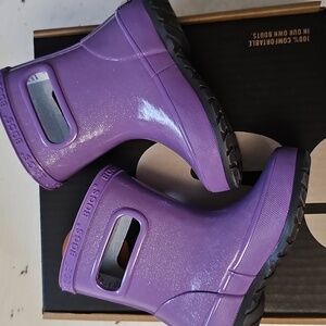 Lilac Silver Sparkle Bogs 5 Rainboots Pull Handle Waterproof Skipper